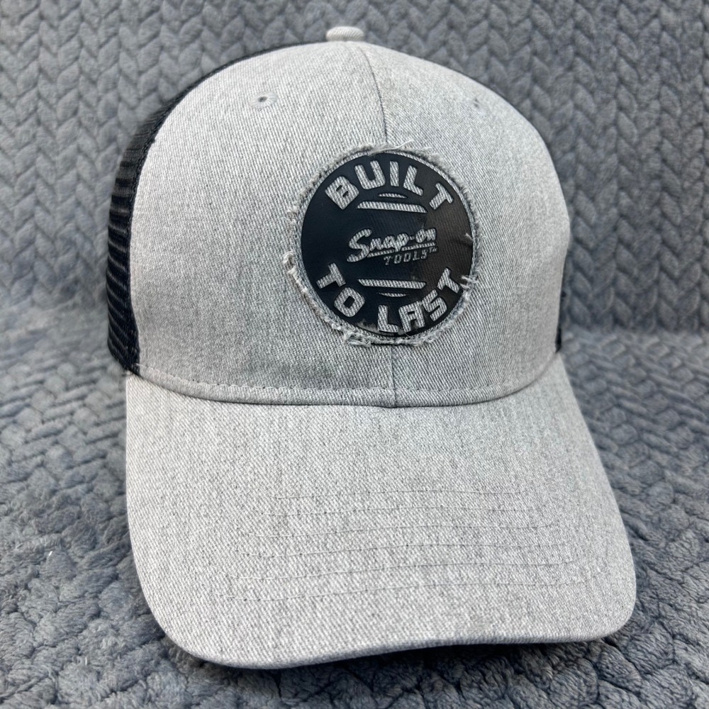 Built To Last Mens Gray Snap-on Tools Trucker Hat Mesh Snapback OSFM